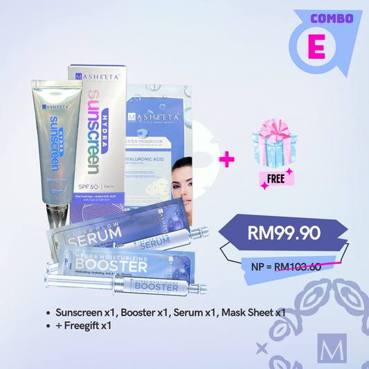 Combo E - Sunscreen, Booster, Serum, Mask + Free Gift (NEW)