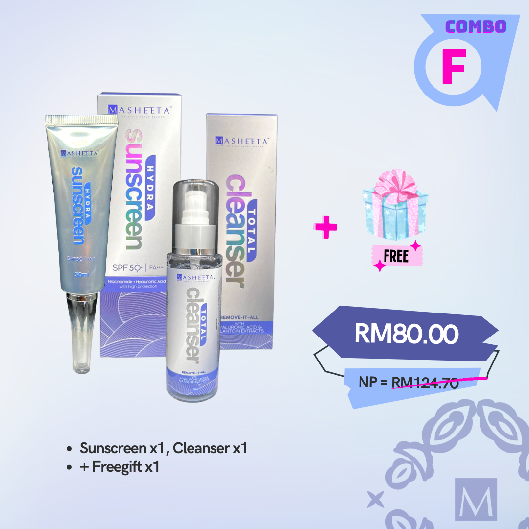 Combo F - Cleanser, Sunscreen + Free Gift